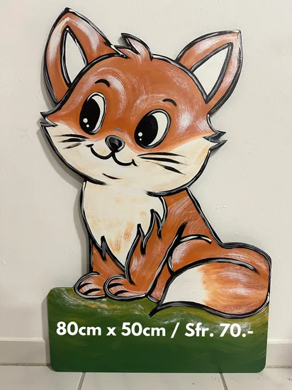 Orangefarbener Fuchs – handgemalte Geburtstafel von Vesna