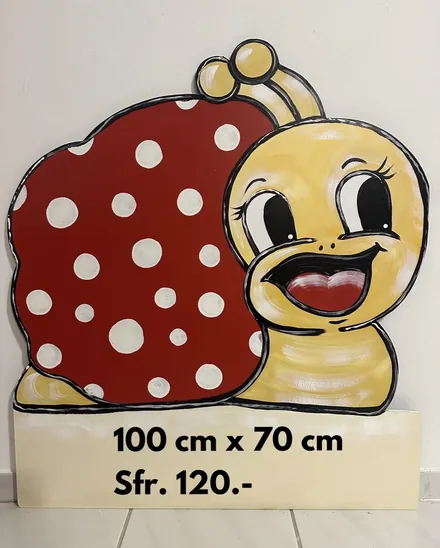Gelbe Schnecke – handgemalte Geburtstafel von Vesna